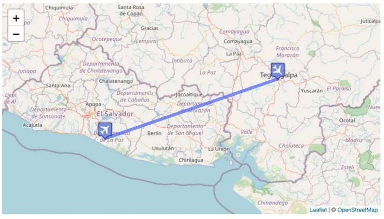El vuelo salió procedente del aeropuerto “Comalapa” de San Salvador, capital de El Salvador. 
