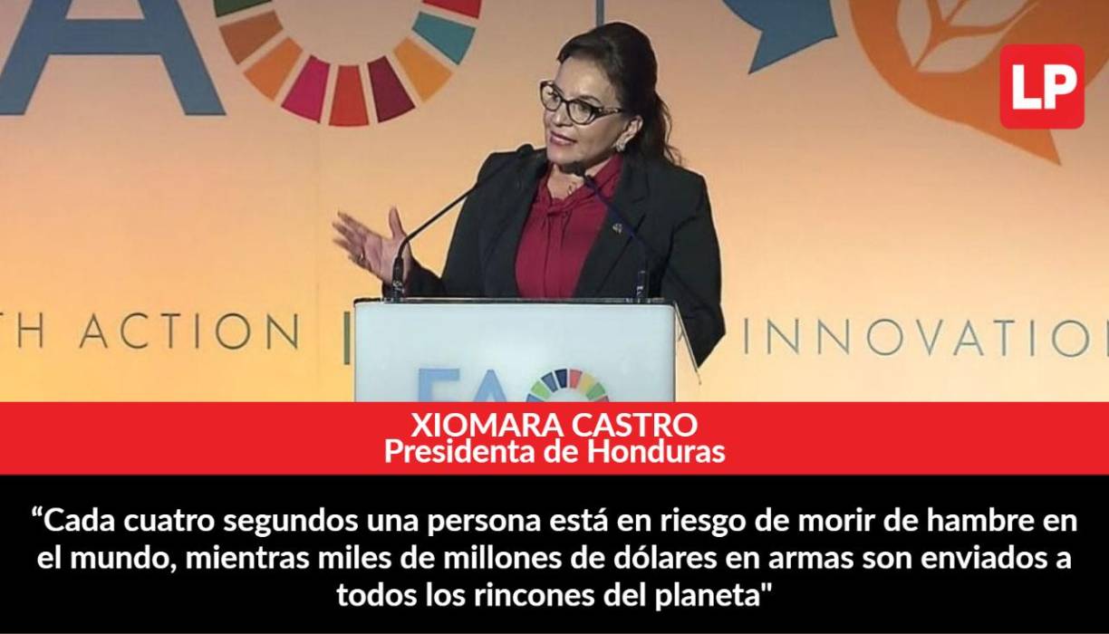 Frases de Xiomara Castro en su discurso en el foro sobre seguridad alimentaria de la FAO