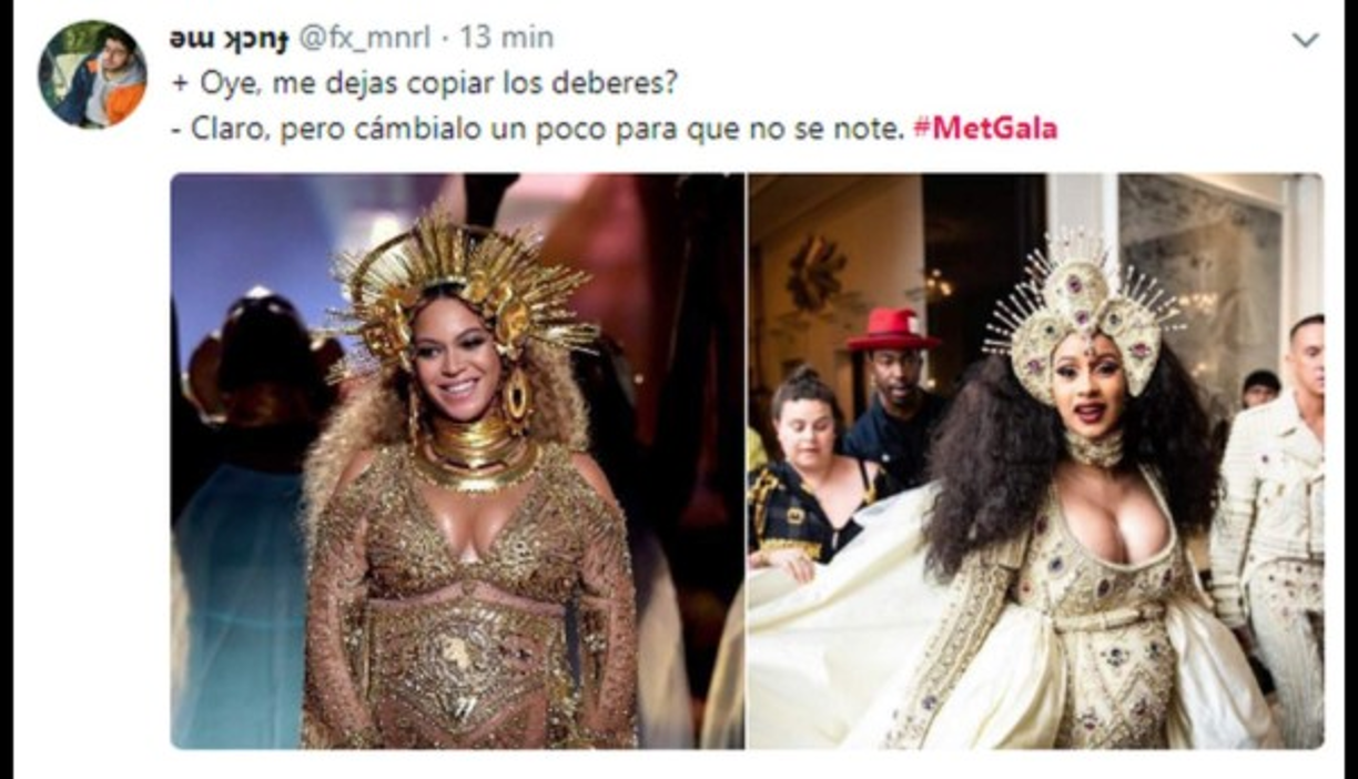 En Twitter acusaron a Cardi B de copiar el look de Beyoncé.