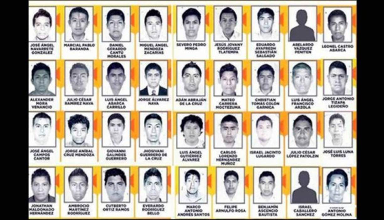 Fotografías de los estudiantes desaparecidos en Iguala, Guerrero. Fotografía de la PGR