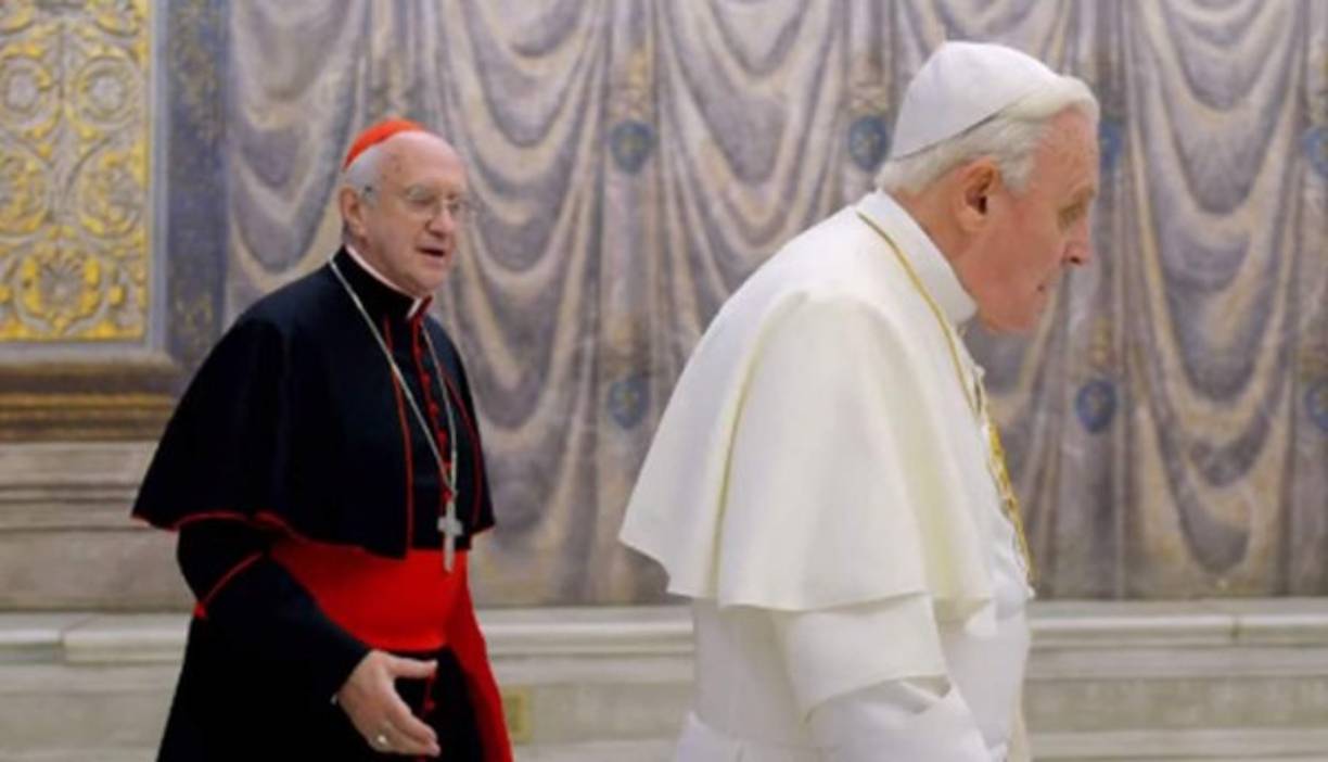 Los dos papas<br/><br/>Esta película explora la relación que mantuvieron el Papa Benedicto XVI y su sucesor, el Papa Francisco, dos de los líderes más poderosos de la Iglesia Católica, que abordan sus propios pasados ​​y las demandas del mundo moderno para que la institución avance. Protagonizada por Jonathan Pryce y Anthony Hopkins.<br/><br/>Está nominada en la categoría de mejor película (drama), mejor guión (drama), mejor actor (drama), y mejor actor de reparto (drama).