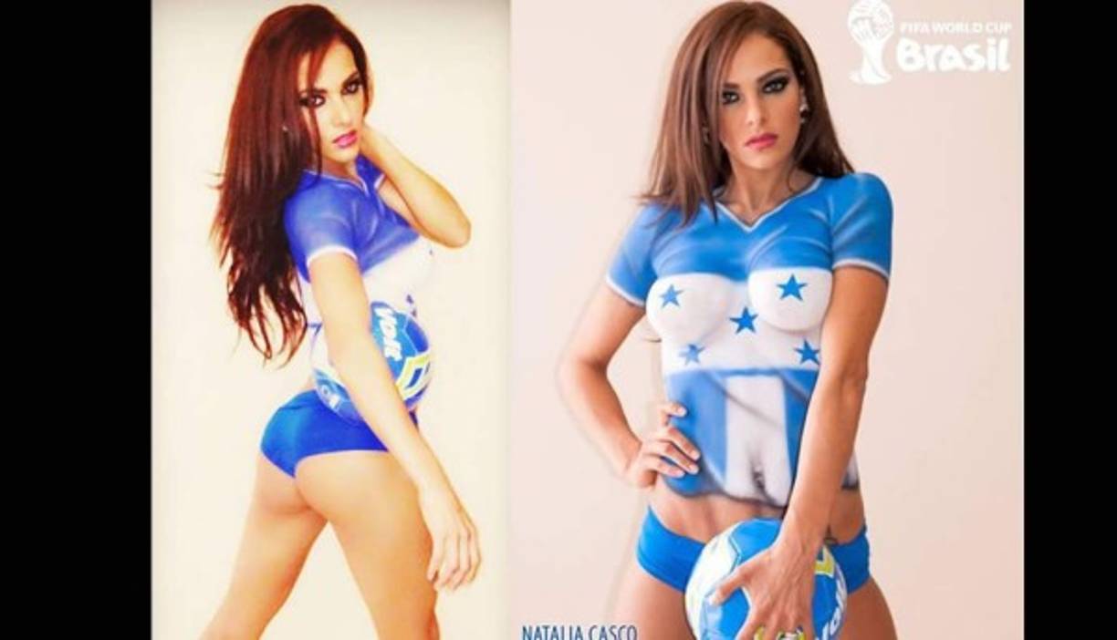 Para el Mundial de Brasil 2014 posó con un body paint de la camisa de la Selección de Honduras para apoyar a los catrachos.