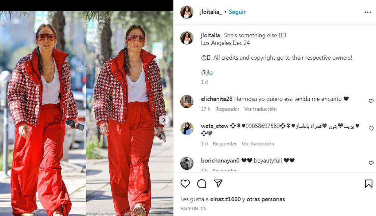 Pero la Diva del Bronx también ha derrochado glamur cuando sale por algunas diligencias. El pasado 24 de diciembre fue captada con este look mientras hacía unas compras en el día. 