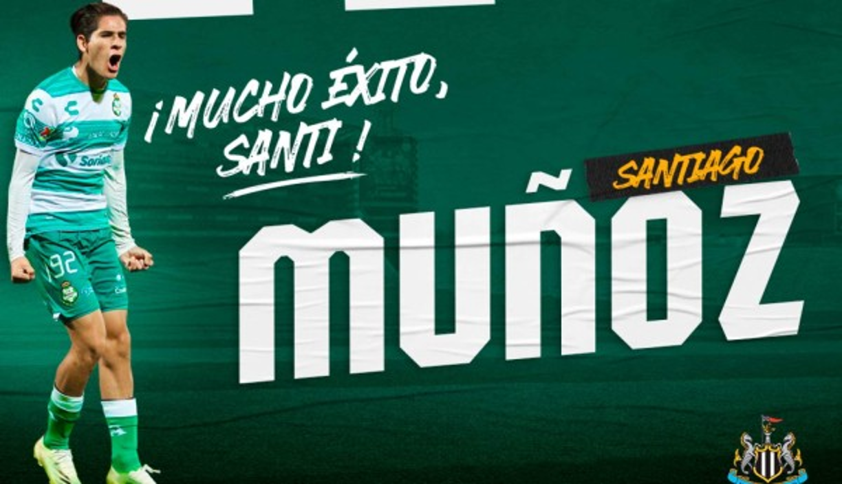 El delantero mexicano Santiago Muñoz se convirtió nuevo jugador del Newcastle United de la Premier League. El atacante llega al cuadro inglés procedente del Santos Laguna en calidad de préstamo con opción a compra. Foto Twitter Club Santos.