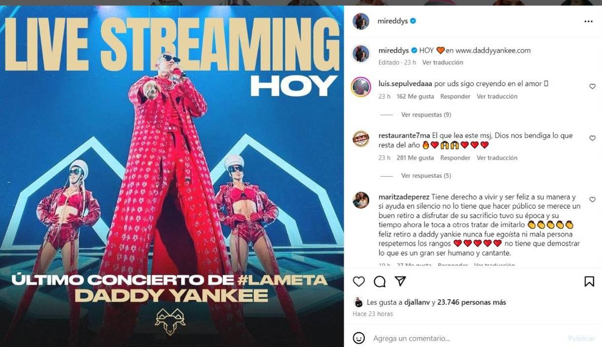 Sin embargo, este post del 03 de diciembre en el Instagram de Mireddys dejó claro que no existe una ruptura, que ella sigue presente en su vida y que estaría en su show titulado “La Meta”.