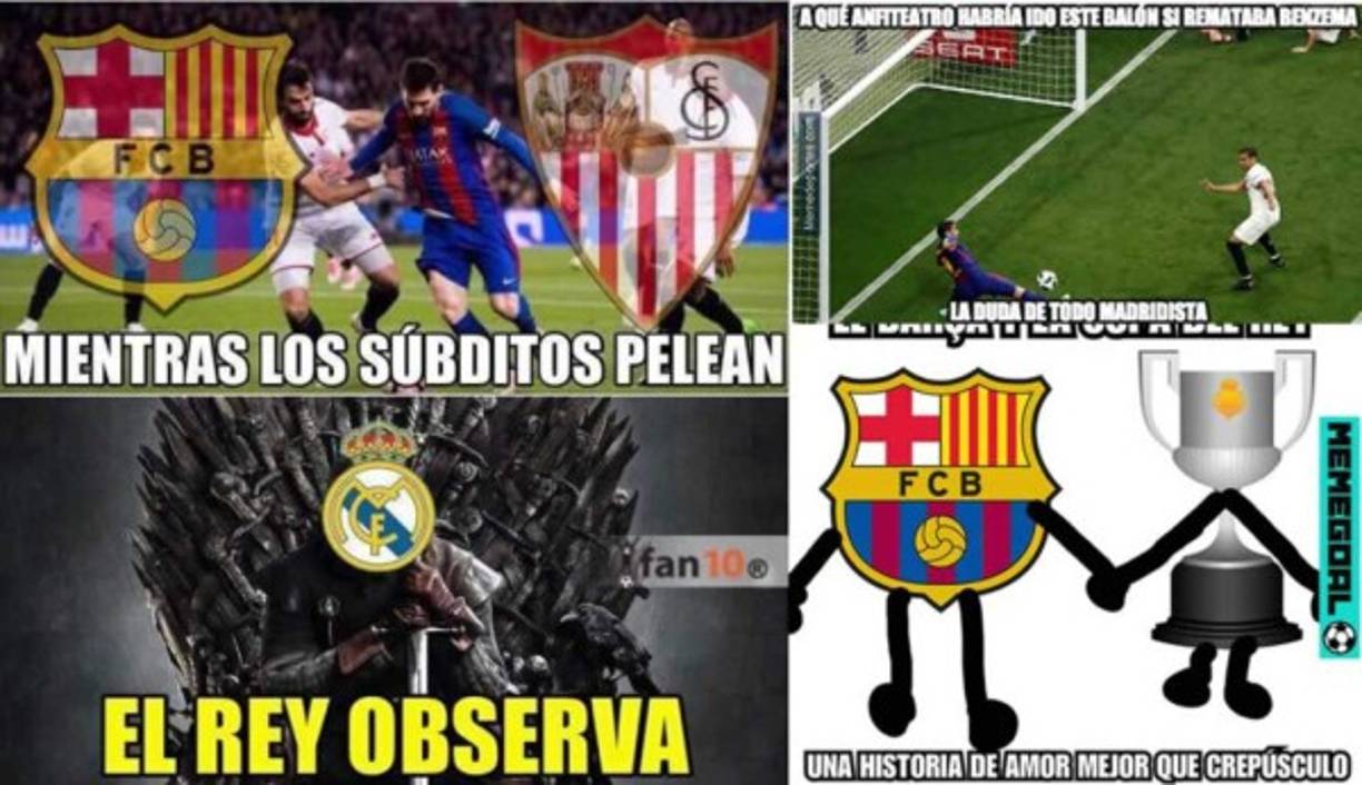 Las redes sociales han reaccionado con humor a la conquista de la Copa del Rey por parte del Barcelona contra el Sevilla. Mira los mejores memes del partido.