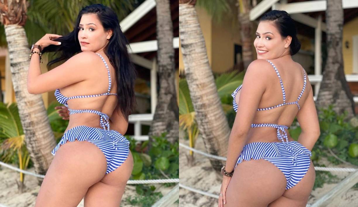  La guapa conductora de televisión no ha perdido la oportunidad de presumir sus curvas en sus vacaciones.