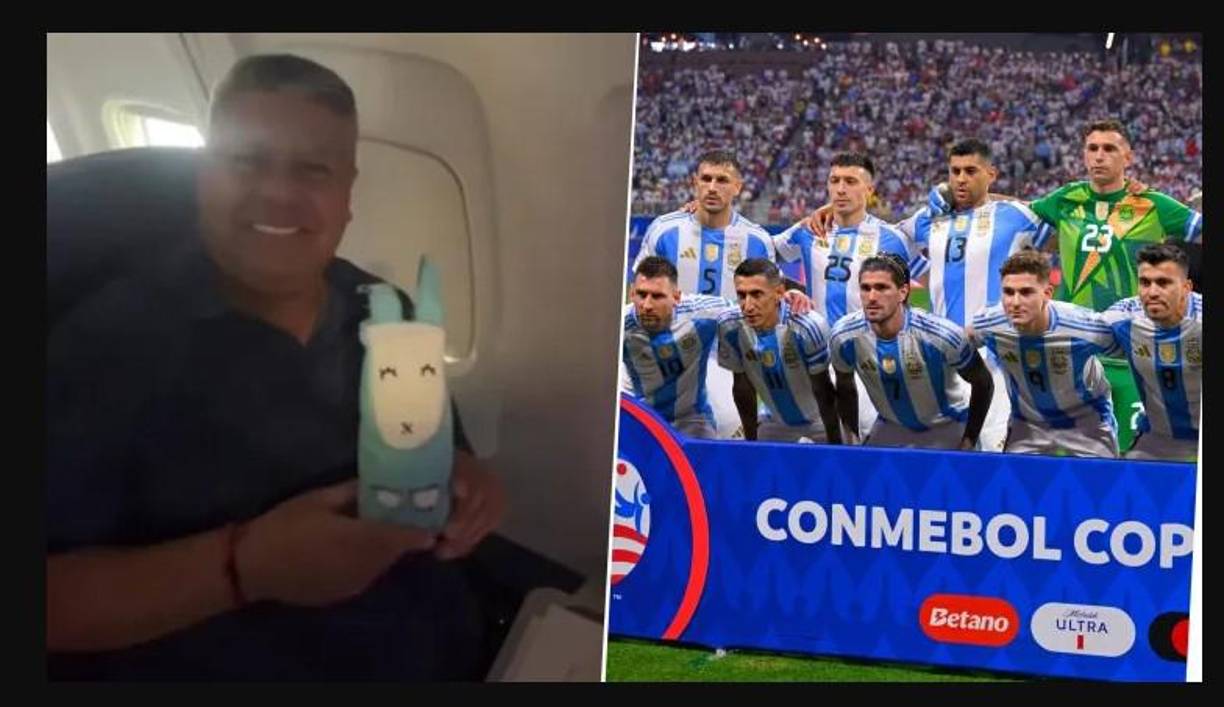 Chiqui Tapia, presidente de la Asociación del Fútbol Argentino, se topó con un, cuanto menos, curioso acompañante. Se trata de ”Ramona”, un osito de peluche que le pertenece a la Salita de 3 años del San Rafael High School de Mendoza, que llegó a sus manos mediante José María, padre de uno de los niños y que viajó junto con amigos a los Estados Unidos para arengar a la Scaloneta.