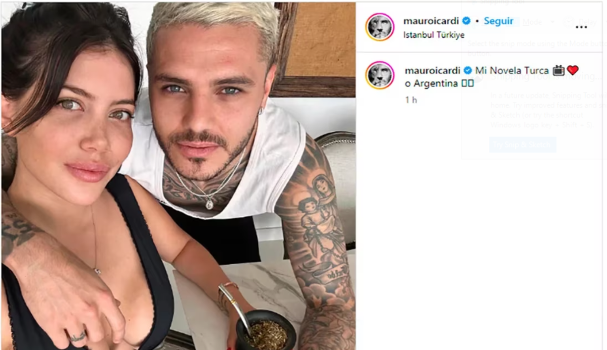 Tras estas declaraciones, Mauro Icardi salió a publicar una foto con la conductora junto al siguiente mensaje: “Mi novela turca o argentina”.
