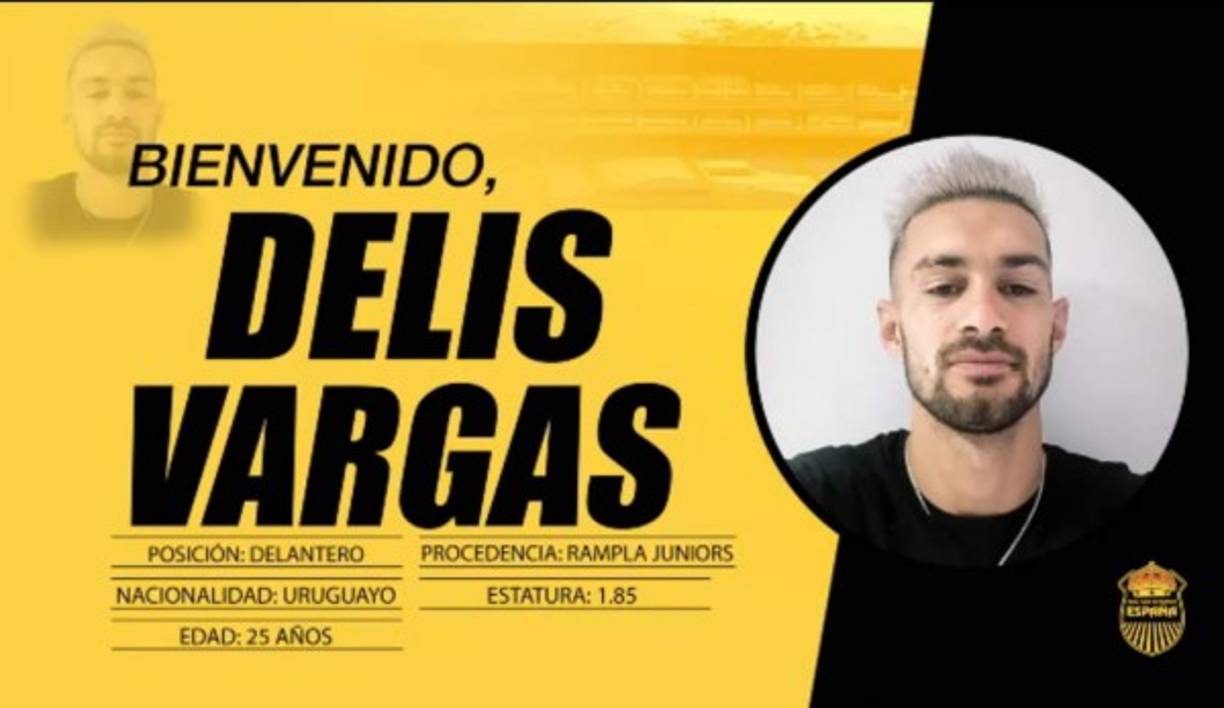 El delantero uruguayo Delis Vargas se convirtió en el tercer fichaje del Real España para el próximo Torneo Clausura 2020. Tiene 25 años y procede del Rampla Juniors de su país.