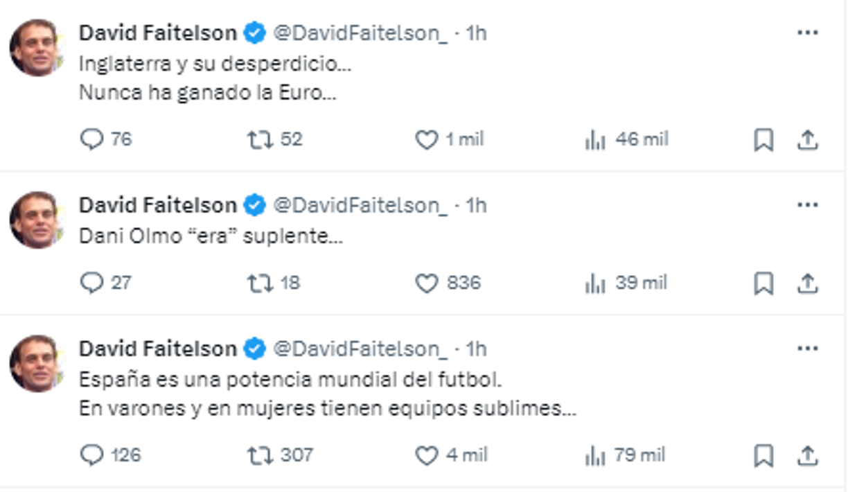 El polémico periodista, David Faitelson comentó: “Inglaterra y su desperdicio...nunca ha ganado la Euro”.