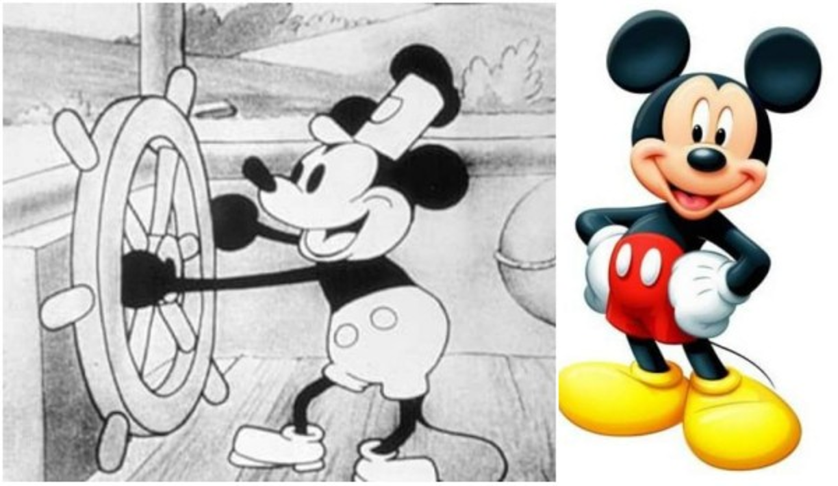 Mickey Mouse apareció por primera vez en un cortometraje animado de 1928. Hoy en día Mickey luce más amigable.