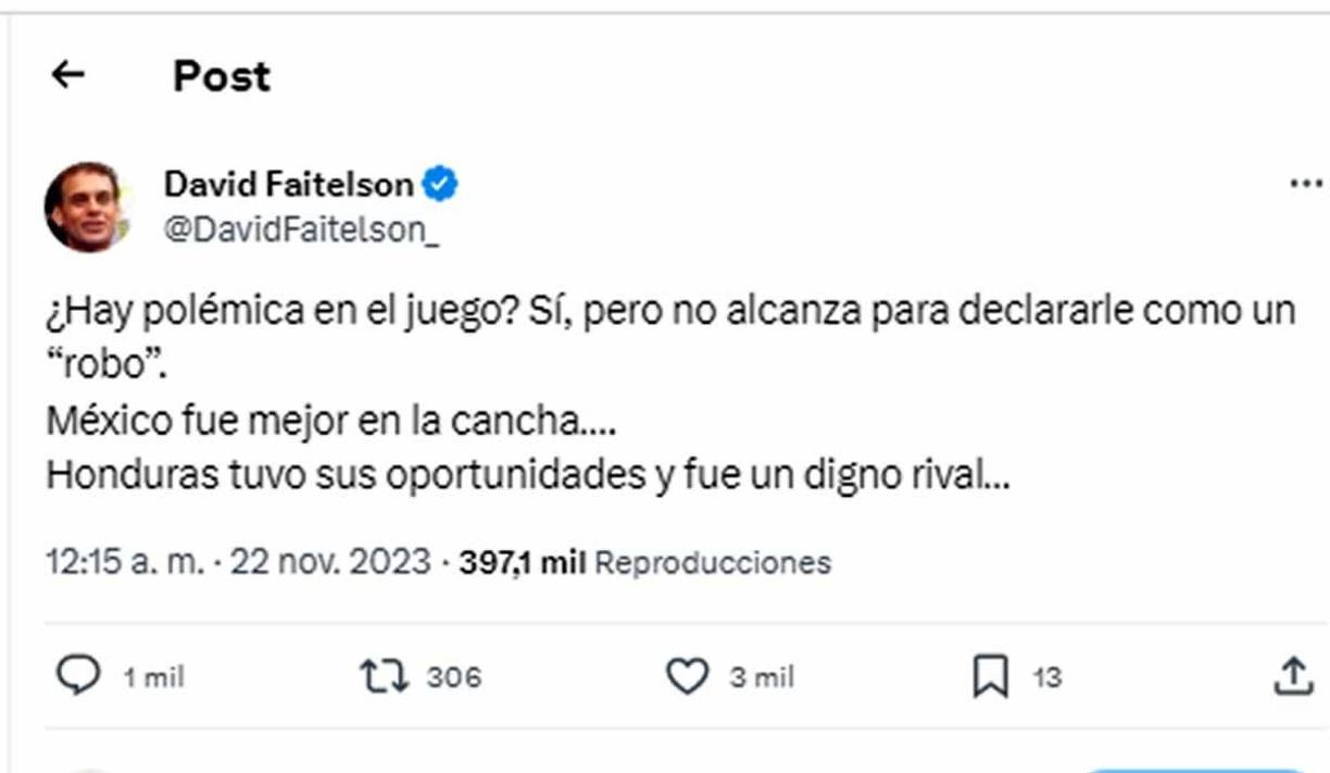 Respecto al desempeño arbitral, el analista de Tercer Grado Deportivo (TGD) opinó que existen decisiones cuestionables, aunque no son suficientes para que se diga que hubo un ‘robo’, ya que México fue mejor.