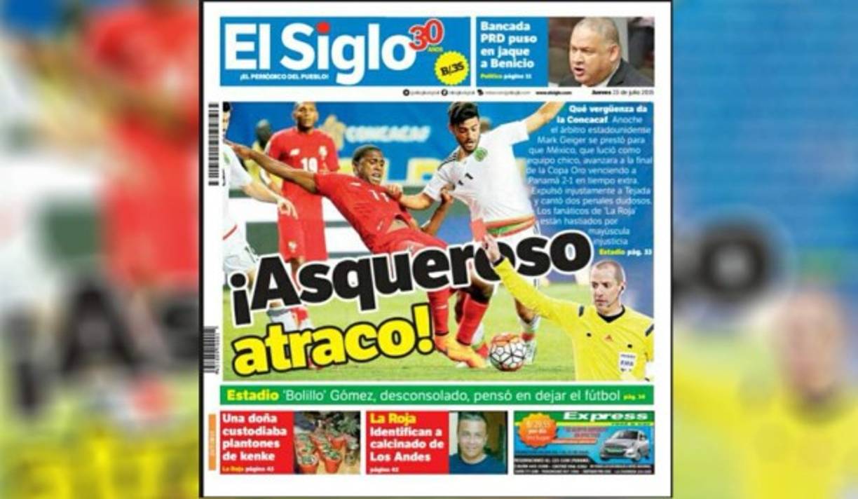 Diario El Siglo considera de '¡Asqueroso atraco!' contra la selección de Panamá.
