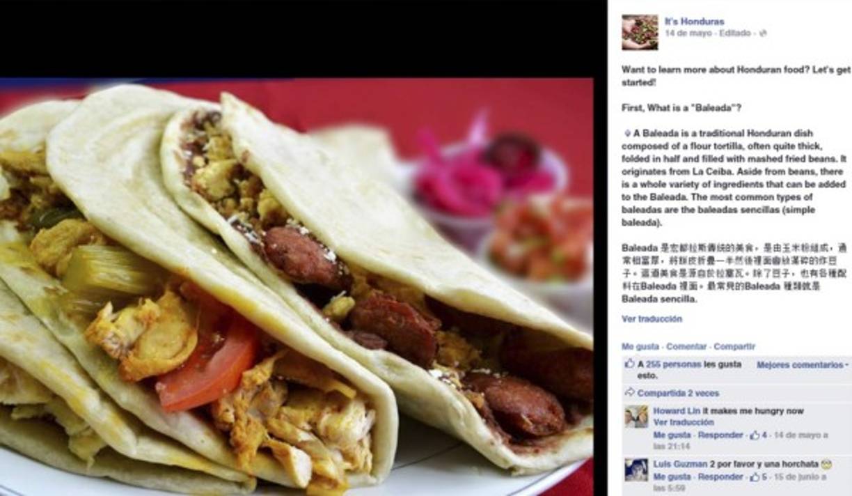 Una de sus publicaciones respecto a la Baleada.