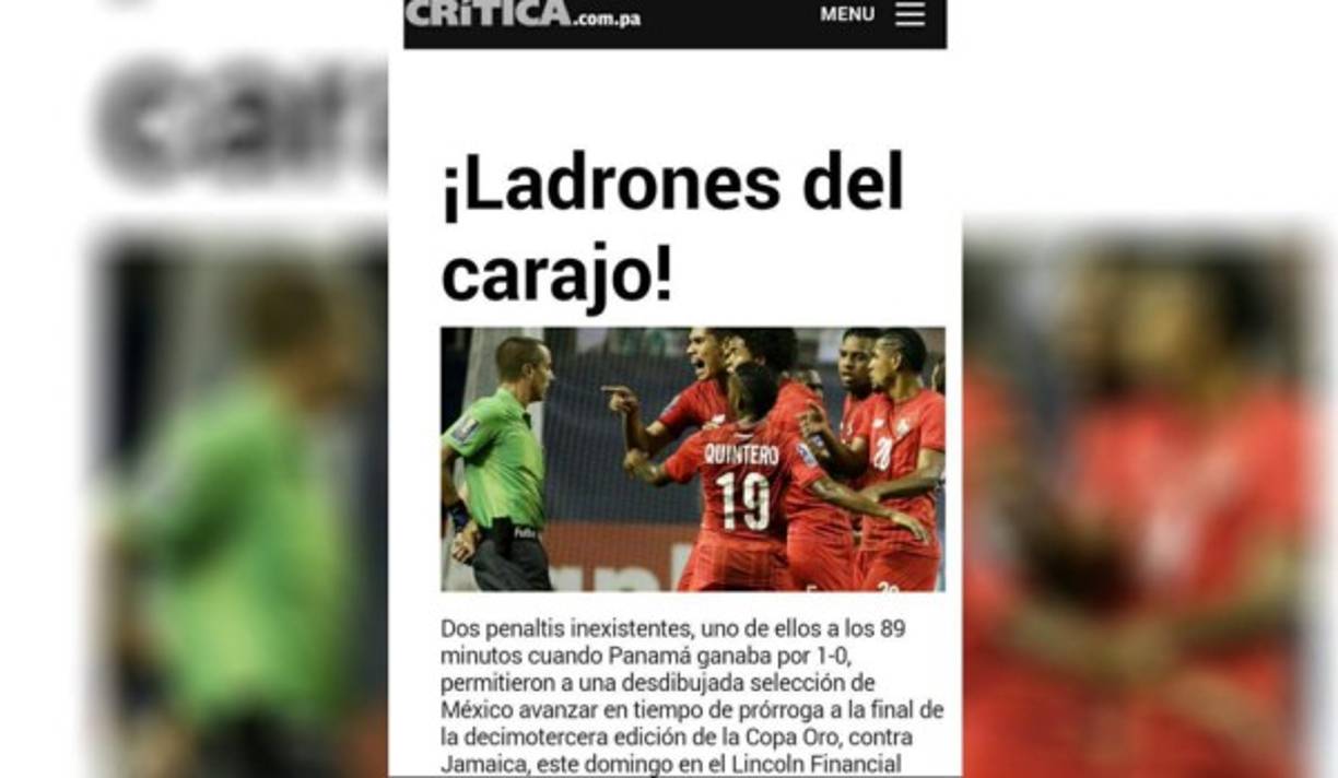 El diario Crítica, en una de sus secciones arremeten contra el arbitraje y la Concacaf.