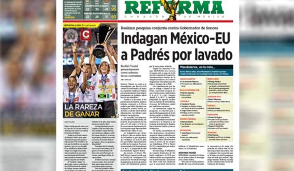 El Reforma también titula 'La rareza de ganar'.