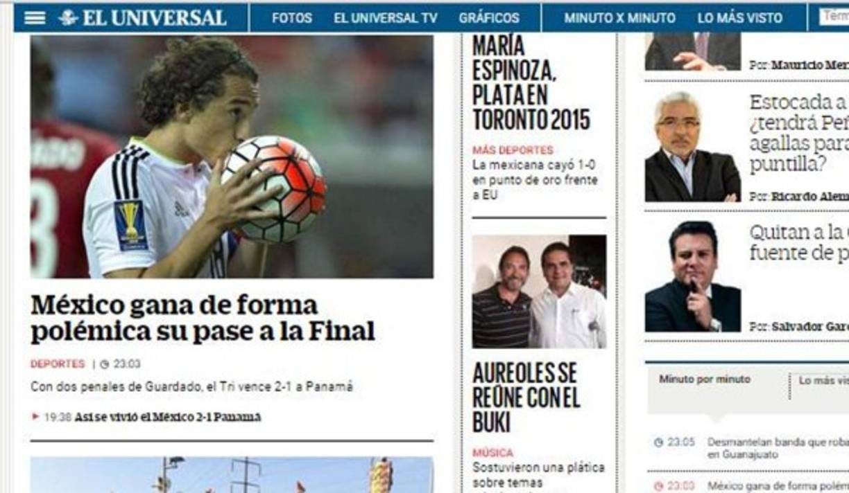 Diario El Universal México destaca la polémica del triunfo.<br/>