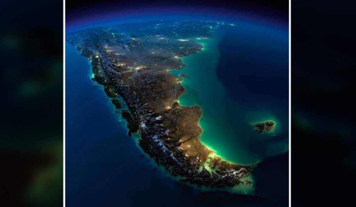El extremo sur de Sudámerica con Chile y Argentina.