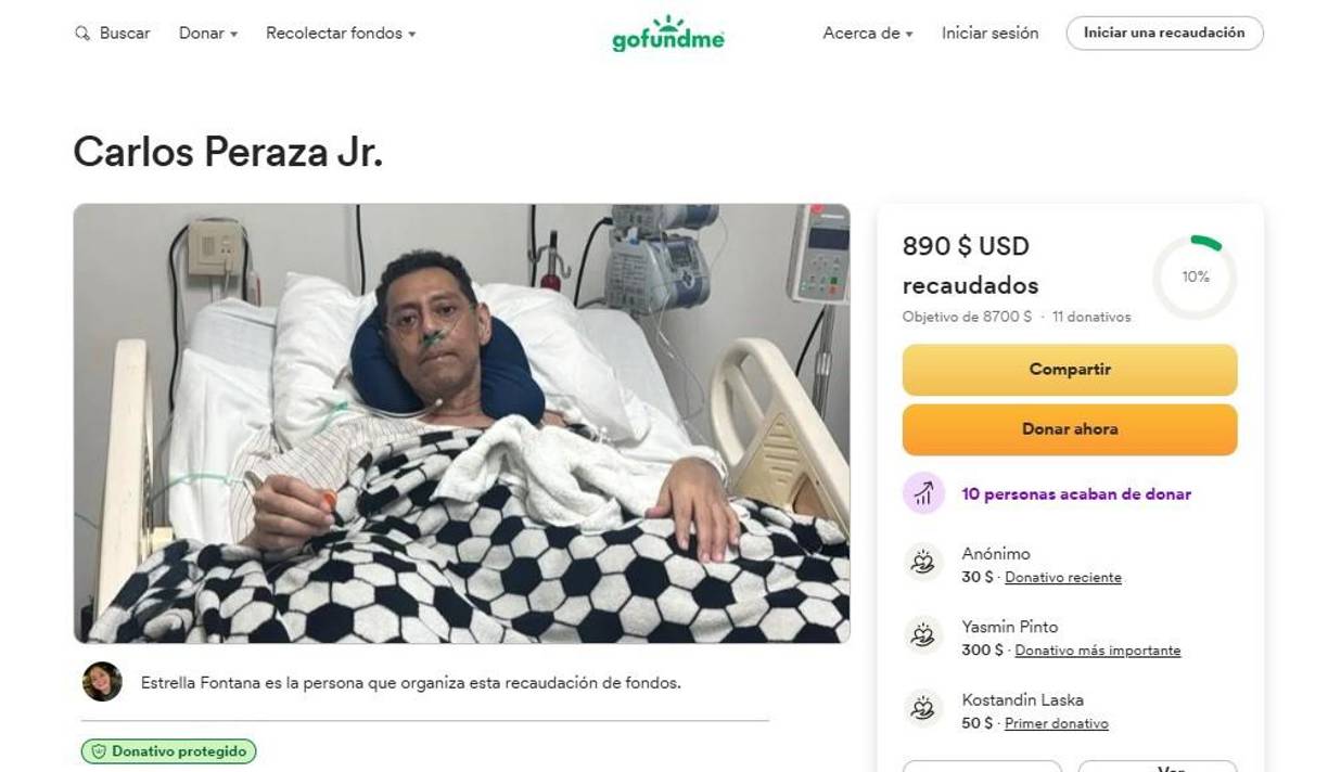 Se ha organizado una recolecta en Gofundme para los que quieran ayudarle. Para aportar puede darle clic al siguiente link: <a rel="nofollow noopener noreferrer" href="https://www.gofundme.com/f/emergency-surgery-for-severe-intestinal-blockage?attribution_id=sl:dea6dd6f-e4a5-4bdc-b1c1-468c8e612664&amp;utm_campaign=fp_sharesheet&amp;utm_medium=customer&amp;utm_source=copy_link" target="_blank">Gofundme</a> o también puede hacer un depósito a la cuenta de su hija Génesis Karina Peraza Perdomo número de cuenta BAC: 747141891.