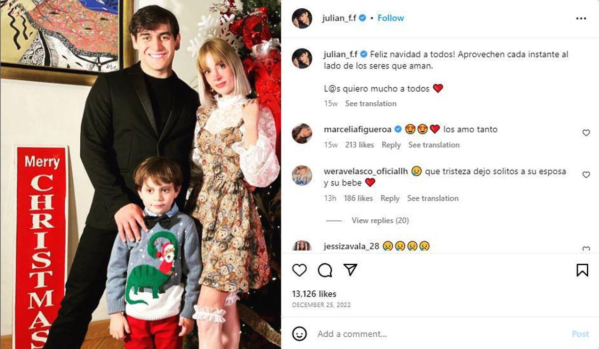 Esta es la última foto que Julián Figueroa compartió junto a su esposa en su cuenta de Instagram. 