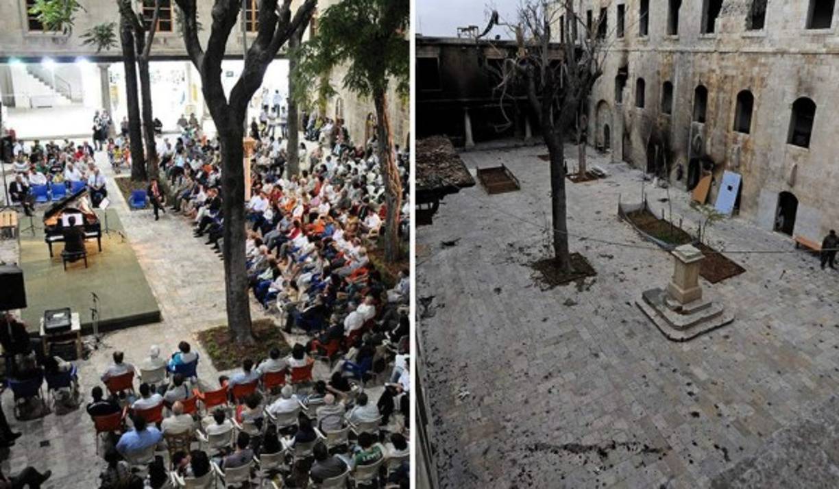 El patio de la escuela 'al Sheebani', casco histórico de Alepo<br/>