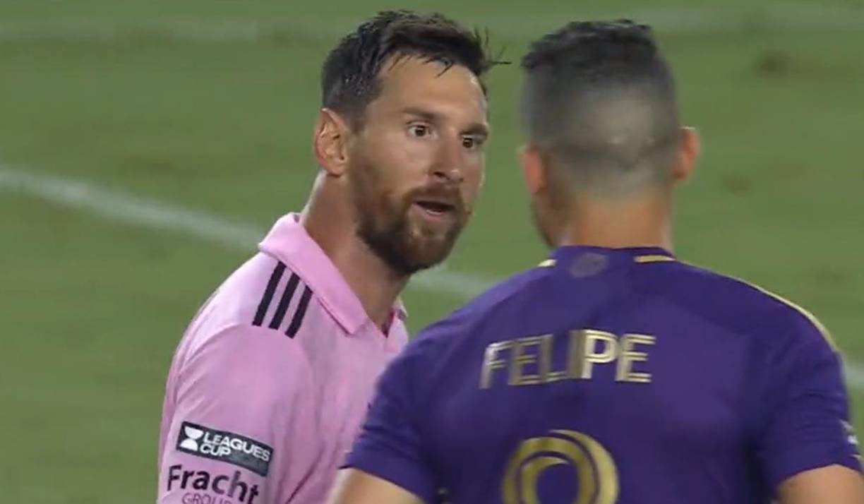 Messi terminó peleando con el brasileño Felipe del Orlando City ya que le reclamó por una falta.