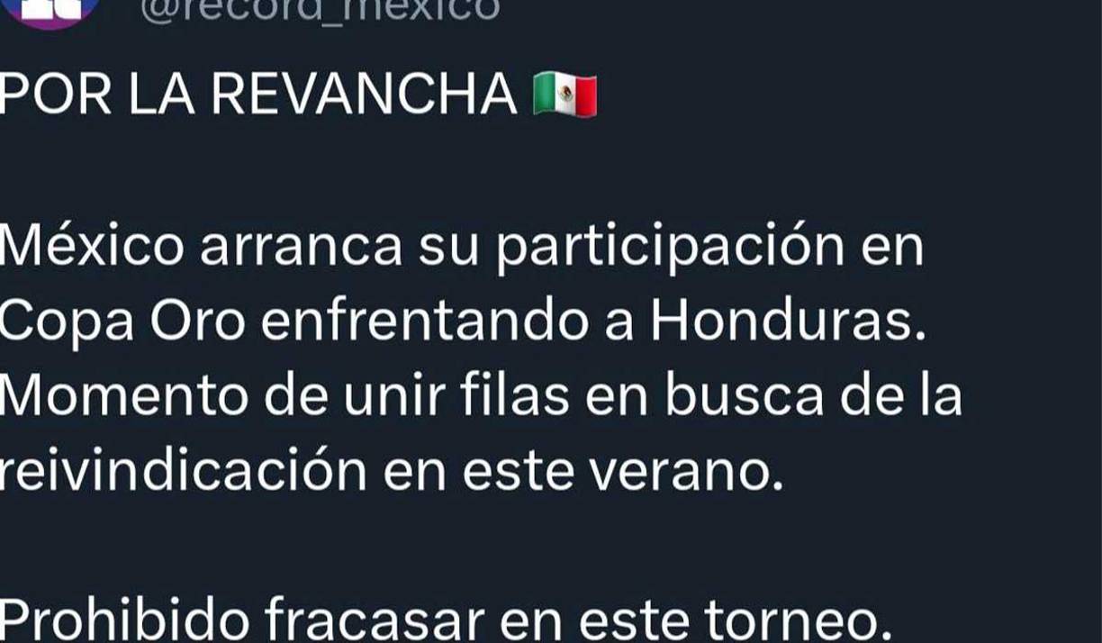 Diario Récord: “Por la revancha. México arranca su participación en Copa Oro enfrentando a Honduras. Momento de unir filas en busca de la reivindicación en este verano.”