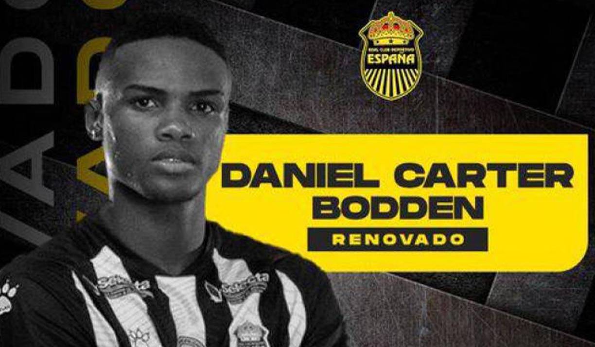 Real España anunció la renovación por cinco años del joven delantero Daniel Carter Bodden. 