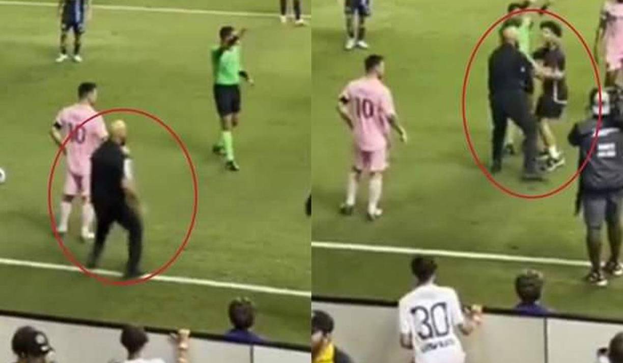 Cheuko no solamente está pendiente del argentino durante los arribos y salidas de los estadios, caminatas por las pasarelas y zonas mixtas, sino que además camina junto a él a un costado del campo de juego con la atención puesta en el público.