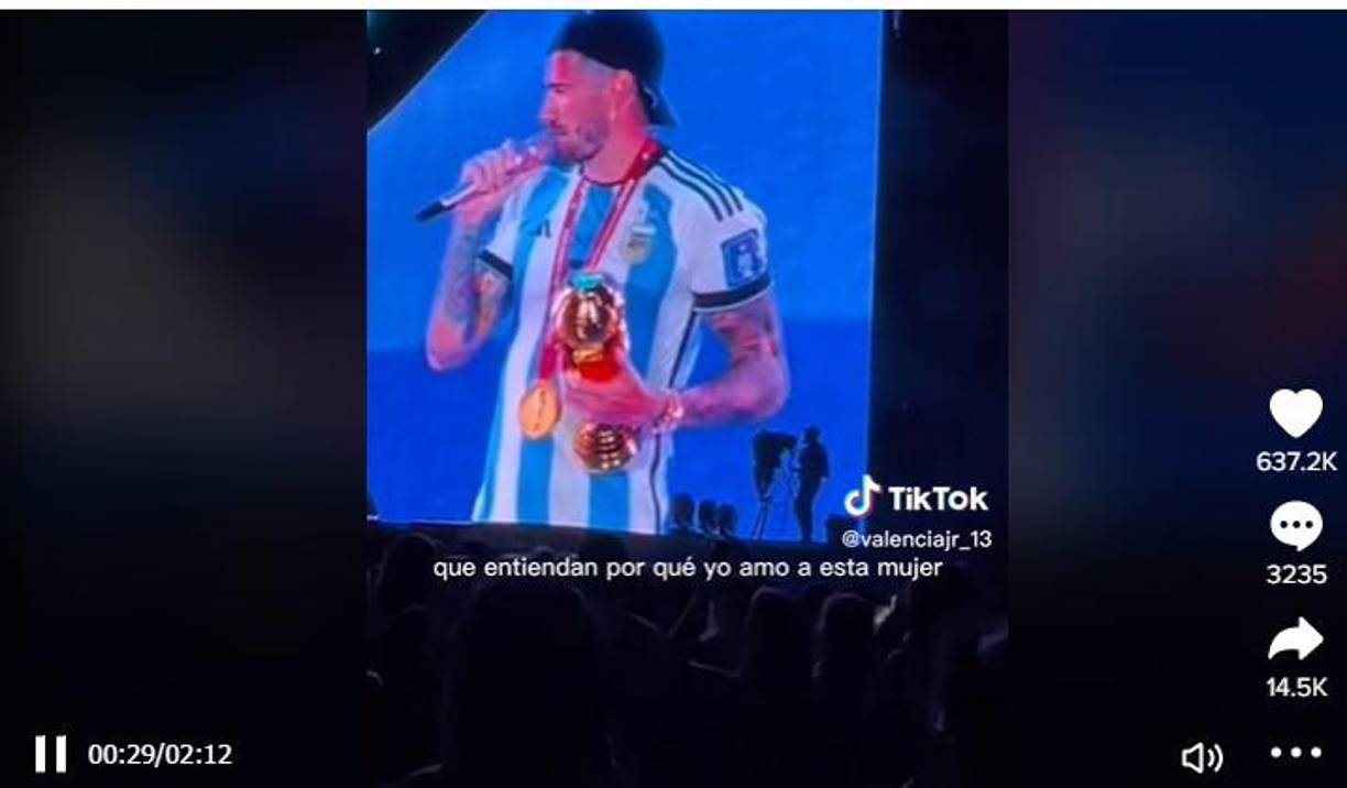 Rodrigo de Paul recordó ese día como si fuera ayer. En un concierto de Tini, el volante fue el invitado especial al concierte de esta semana.