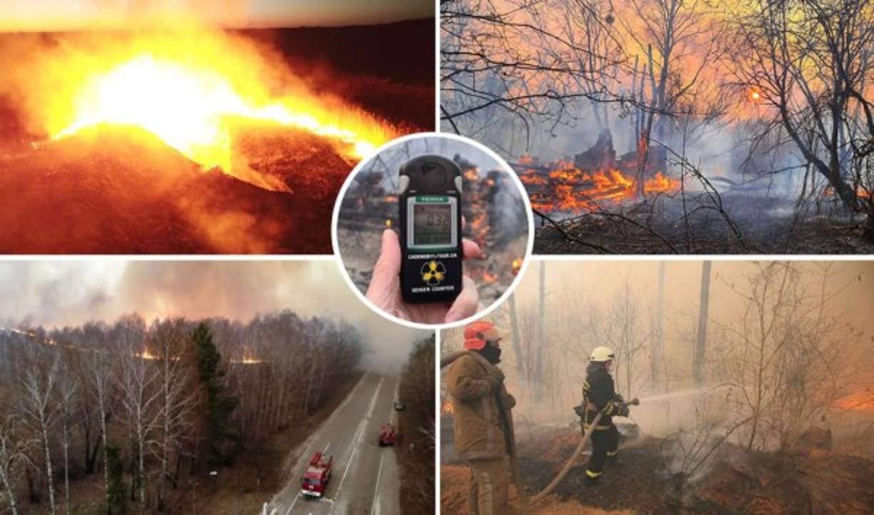 Ucrania informó en los últimos días de un aumento de la radioactividad a causa de un incendio forestal declarado la víspera en la zona de exclusión que rodea la central de Chernobyl, donde se produjo en 1986 el peor accidente nuclear de la historia. Fotos AFP y EFE