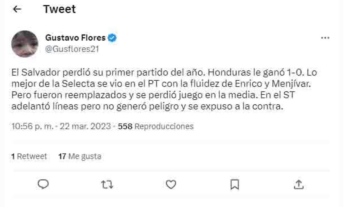 Gustavo Flores es un periodista argentino que reside en El Salvador y dio su punto de vista sobre el amistoso.