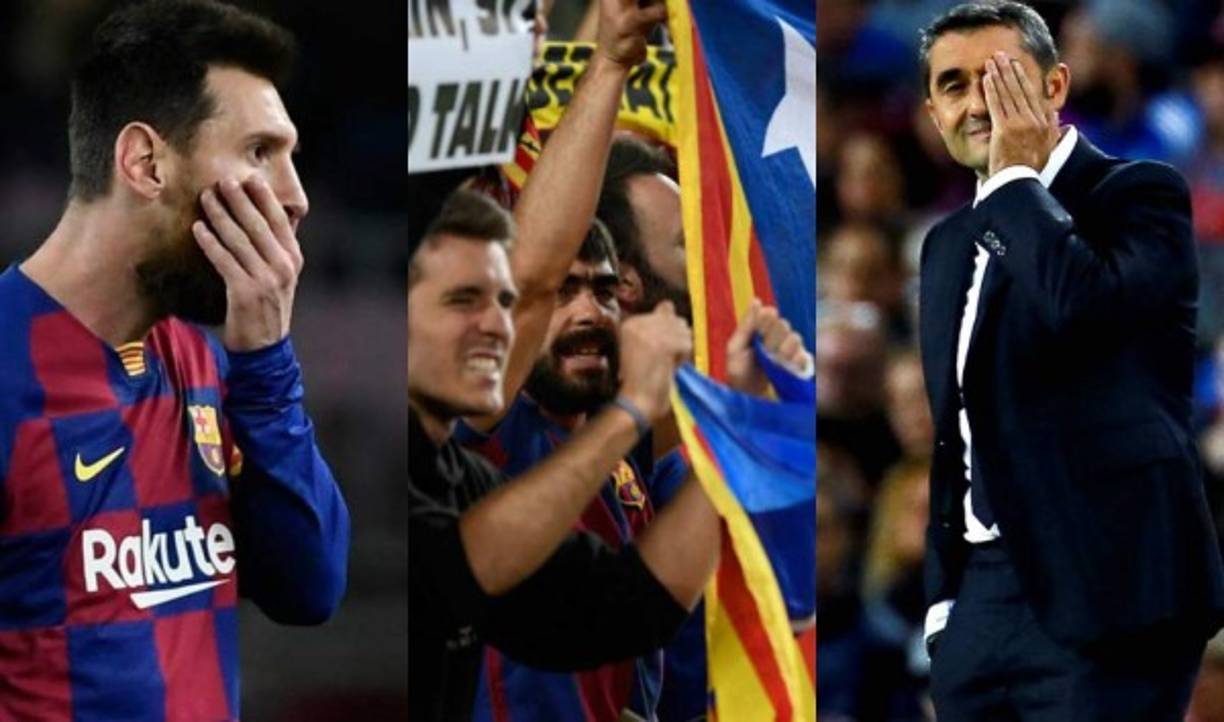 El Barcelona sigue sin encontrar rumbo y este martes empató sin goles ante Slavia Praga por la Champions League. La afición que llegó al Camp Nou mostró su enfado con la plantilla; además Messi y Ernesto Valverde no la pasaron nada bien. Fotos AFP y Efe.