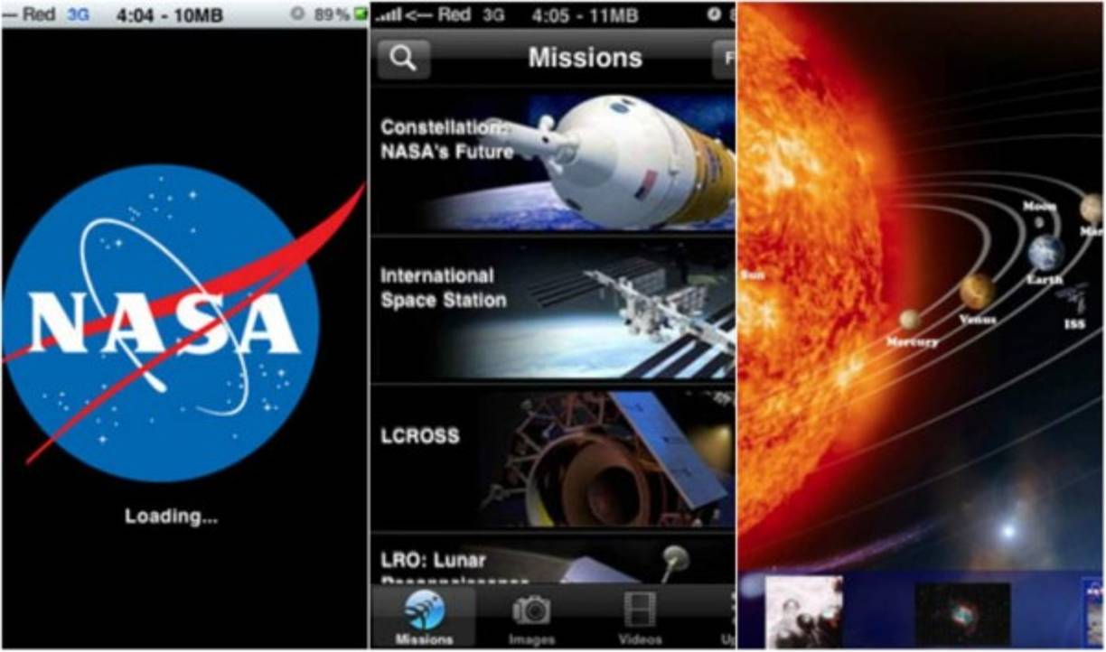 1) NASA<br/><br/>La aplicación de la NASA es la más confiable, con ella puedes ver miles de vídeos y más de 16.000 imágenes. También puedes ver transmisiones en vivo de los experimentos realizados por la Estación Espacial Internacional. Además tendrás acceso a visualización de mapas de localización en 2D y modelos 3D de la tierra proyectados a la perfección.