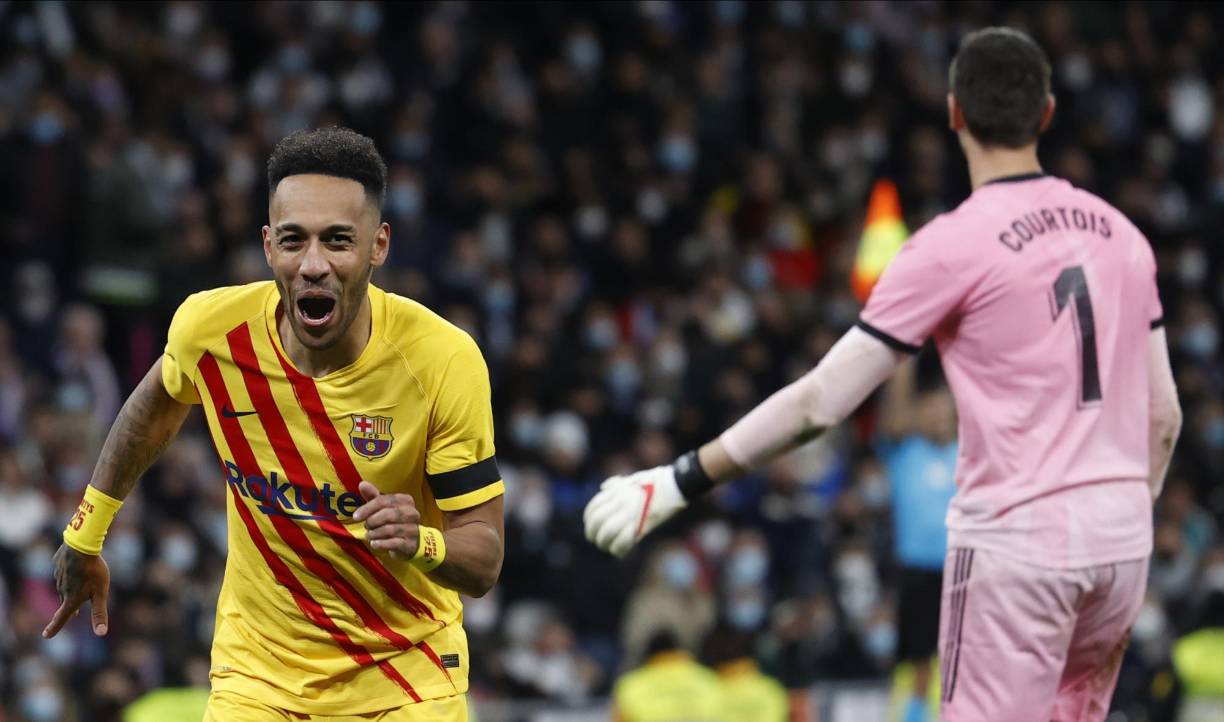 Pierre-Emerick Aubameyang fue el MVP del clásico al marcar un doblete en el Santiago Bernabéu.
