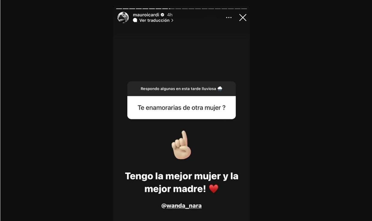 Mauro Icardi volvió a afirmar que estaban juntos, subiendo otro mensaje en sus historias diciendo que no se enamoraría de otra persona. “¡Tengo la mejor mujer y madre del mundo!”, posteó el argentino, calmando el asunto. Sin embargo, cuando Wanda subió la historia de la separación, el goleador borró estas respuestas y no volvió a publicar nada más, haciendo silencio a la noticia de la ruptura.