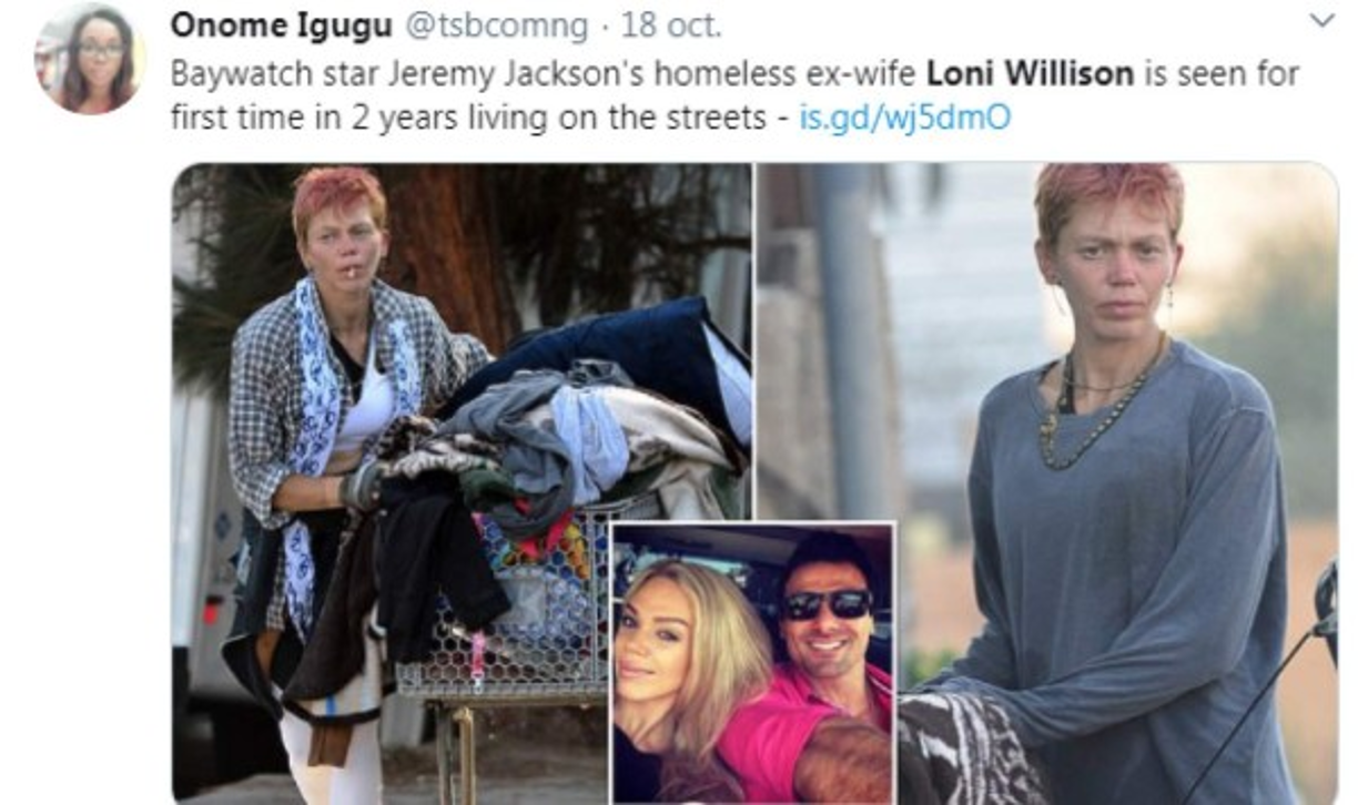 Loni tiene problemas de drogadicción que la han llevado a vivir en las calles de California, aunque ella asegura no necesitar ayuda de nadie.