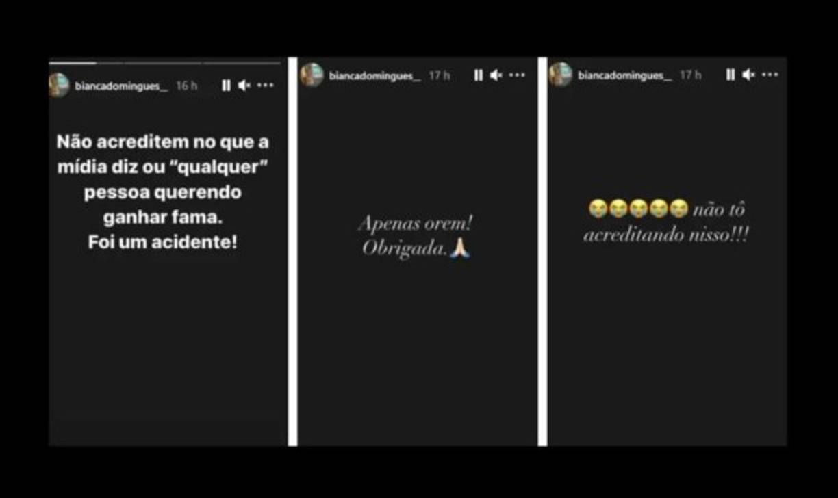 En las redes sociales, la modelo fitness publicó un mensaje informando que la muerte del MC “fue un accidente“, dijo que no creía lo que estaba pasando y pidió oraciones.<br/><br/>“No crea lo que dicen los medios de comunicación o cualquier persona que quiera ganar fama. Fue un accidente“, escribió Bianca.