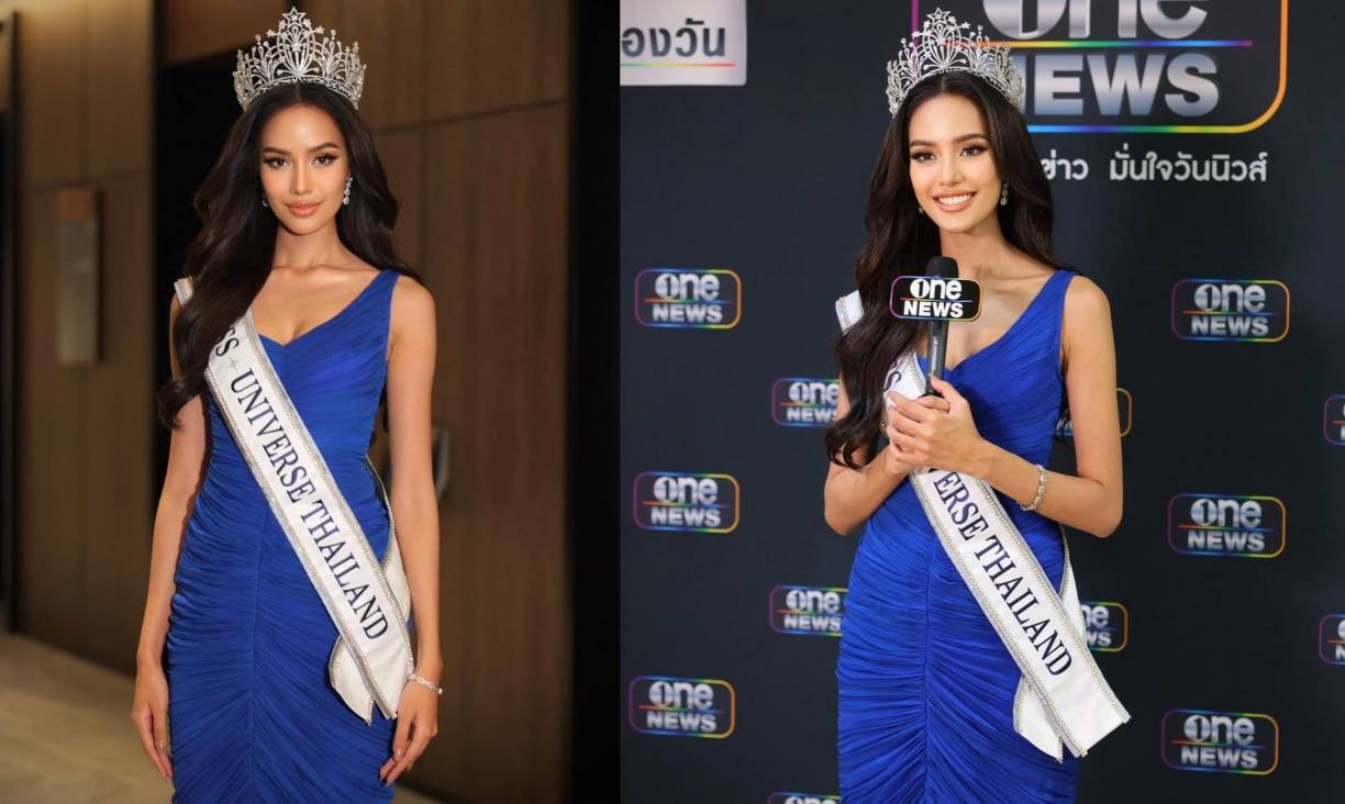 Opal Suchata Chuangsri, Miss Tailandia Universo 2024, durante una conferencia de prensa con los medios de comunicación de su país, tras ganar la corona.