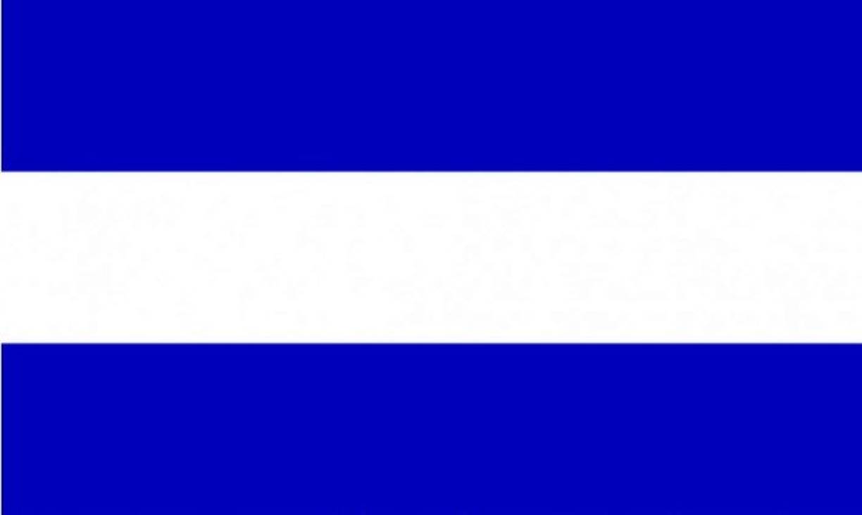 1839 - 1866 Bandera de Honduras que constaba de tres franjas horizontales, dos de color azul fuerte y una blanca en el centro de las azules.