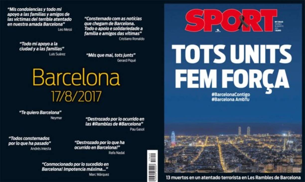 'Todos unidos hacemos fuerza' titula en catalán el diario deportivo SPORT.