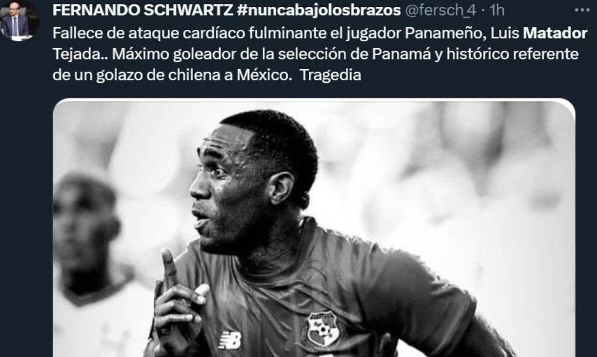 Así reaccionaron a nivel mundial tras la muerte del goleador panameño Luis Tejada. 