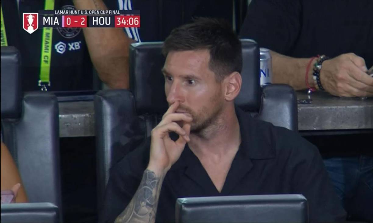Esta cara se le quedó a Messi después del segundo gol del Houston Dynamo.