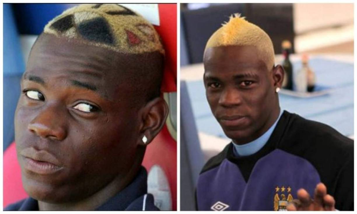 Mario Balloteli también ha destacado por su discutible talento a la hora de adornar su cabeza. En la imagen, una de sus primeras cartas de presentación. Siempre genuino.