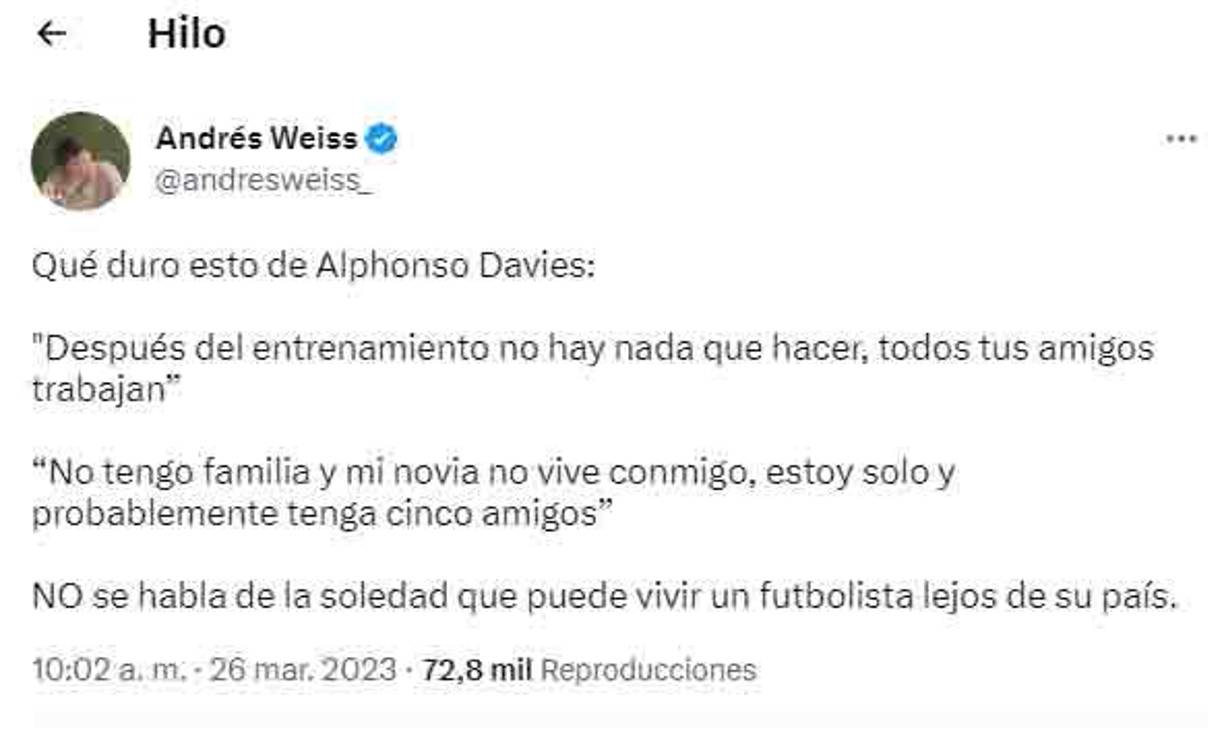Las palabras de Davies han generado diversos comentarios en las redes sociales .