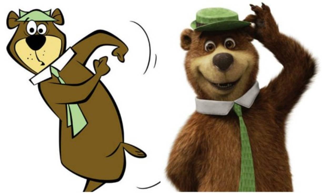 El oso Yogui en su versión de 1958 y la versión realista de la película animada de 2010.