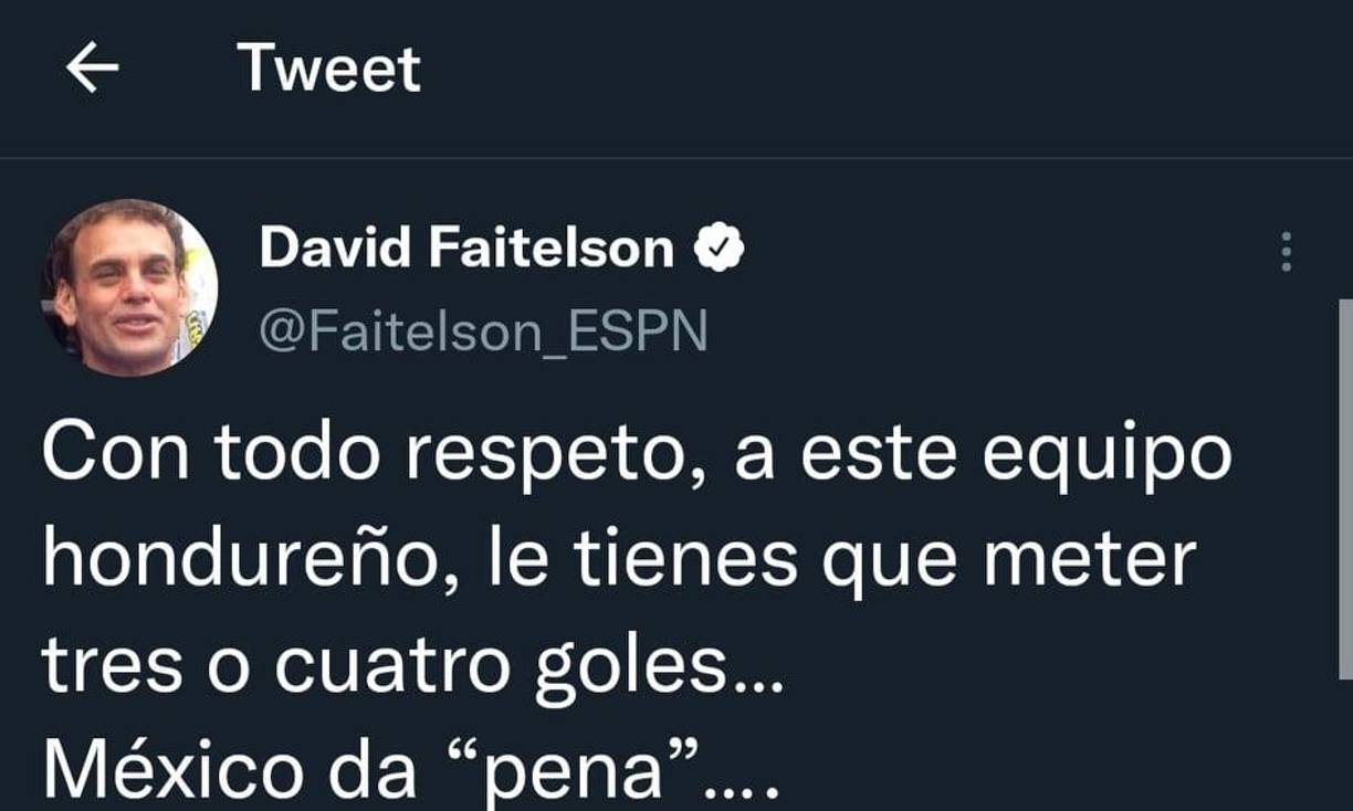 David Faitelson cuestionó a la selección de Honduras: “Con todo respeto, a este equipo hondureño, le tienes que meter tres o cuatro goles.”