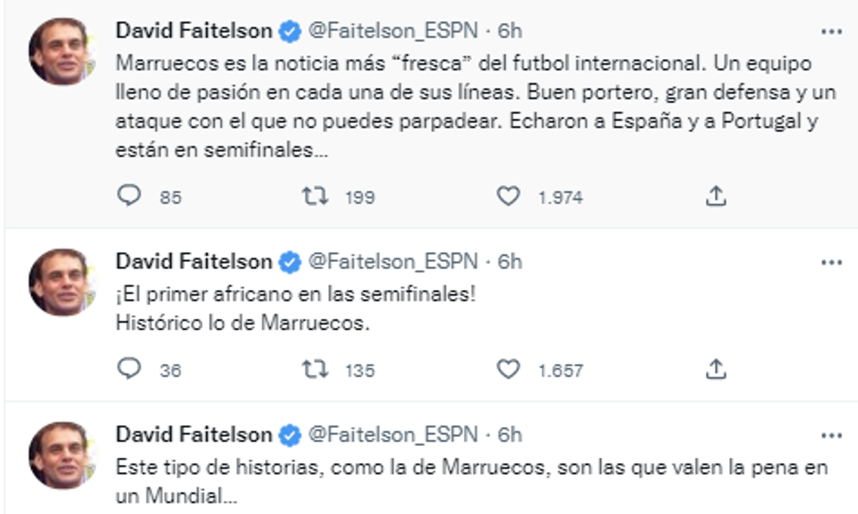 También expresó su opinión acerca de la clasificación de Marruecos a semifinales.