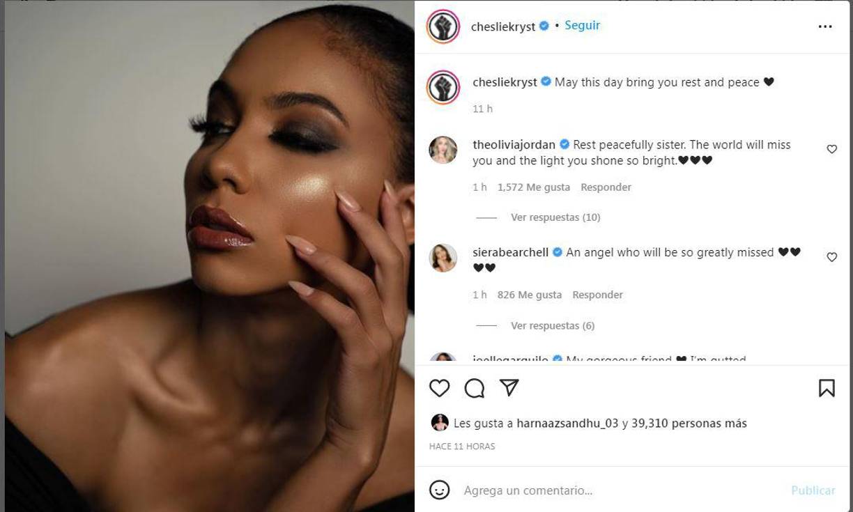 Este domingo, Cheslie Kryst compartió su último mensaje de Instagram: “Que este día te traiga descanso y paz”.